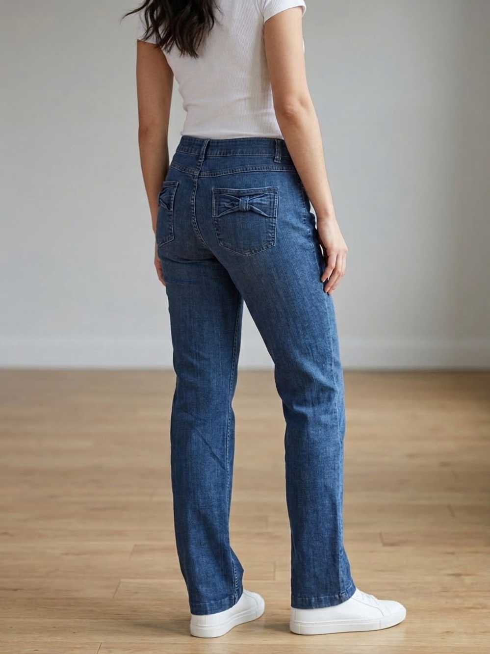 Tall Girl Coquette Bow Detail Mid Rise Bootcut Jeans 16